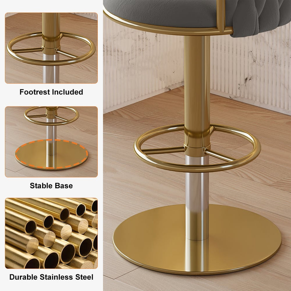 HMR - Set of 2 Modern Adjustable Swivel Bar Stools or Counter Stools with Upholstery