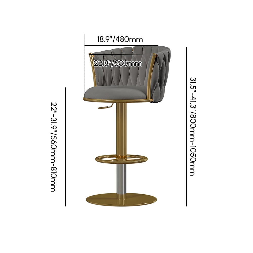 HMR - Set of 2 Modern Adjustable Swivel Bar Stools or Counter Stools with Upholstery