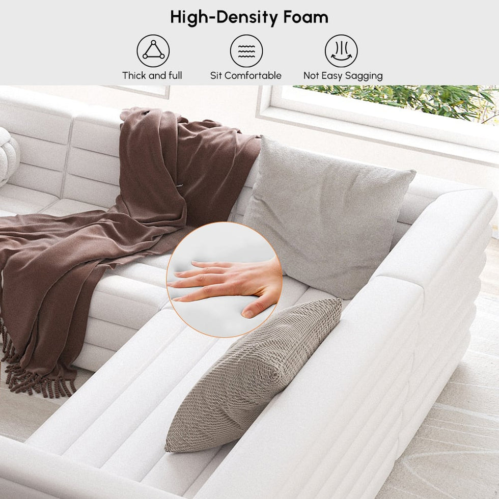 HMR - 126" U-Shaped Modern Modular Sectional Sofa for 8 Seaters