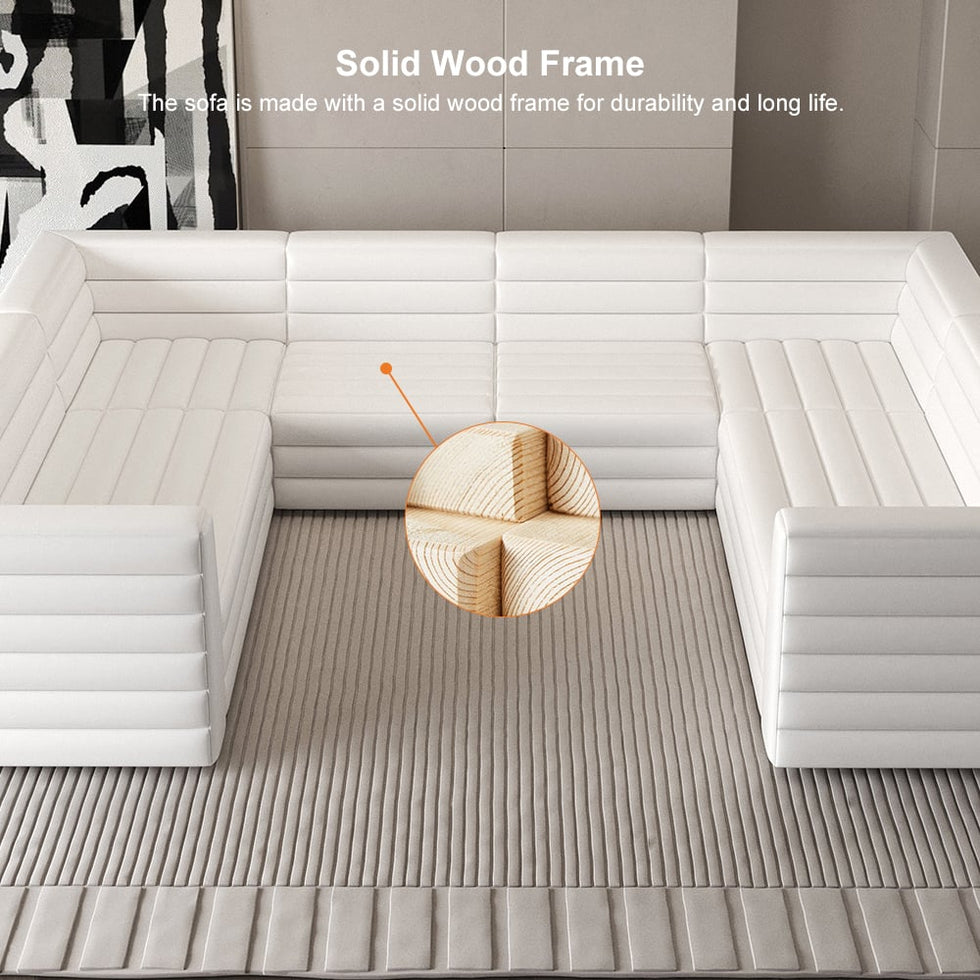 HMR - 126" U-Shaped Modern Modular Sectional Sofa for 8 Seaters