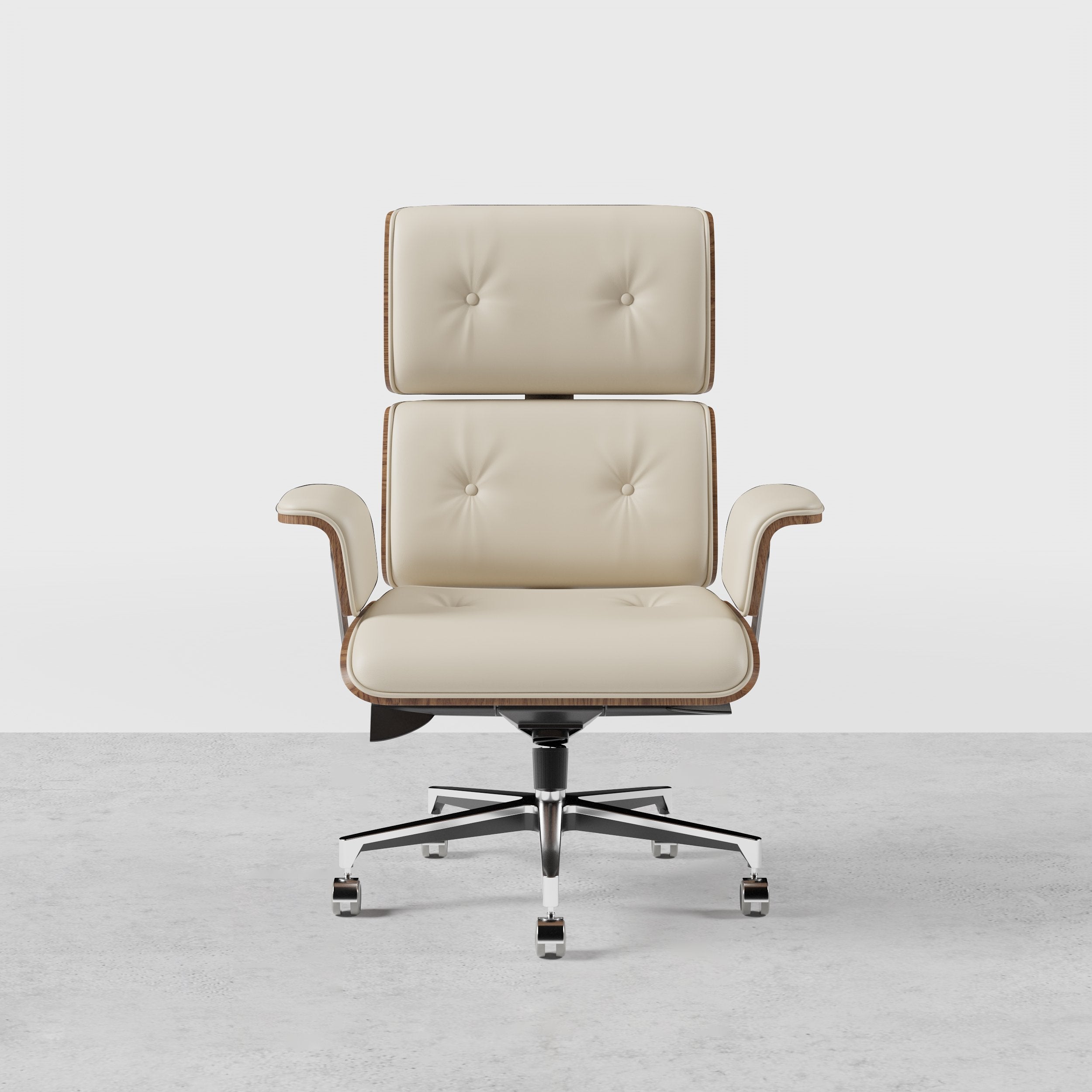 HMR - Modern Home Office Chair Swivel Upholstered Wooden Office Chair Adjustable Height