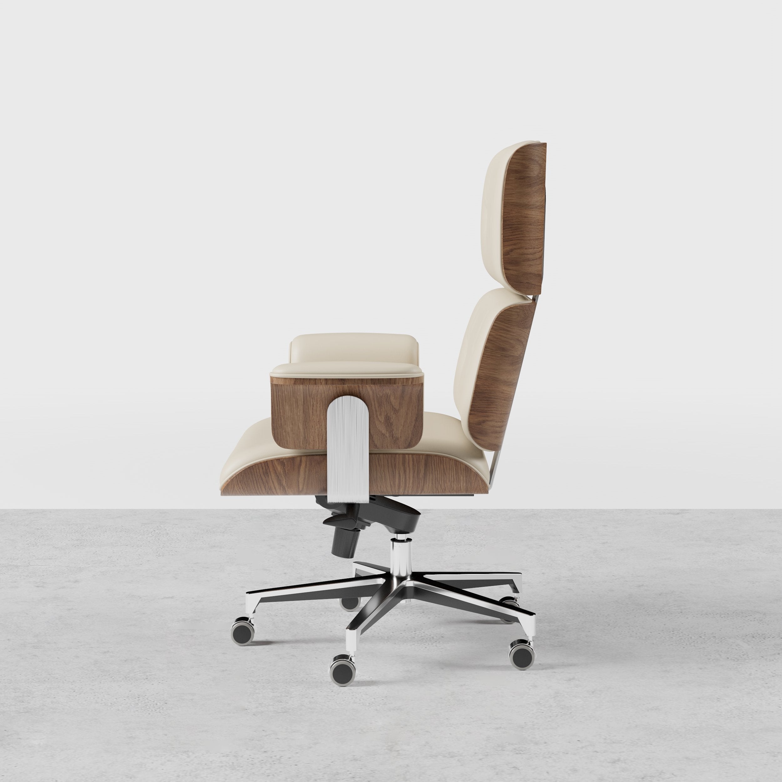 HMR - Modern Home Office Chair Swivel Upholstered Wooden Office Chair Adjustable Height