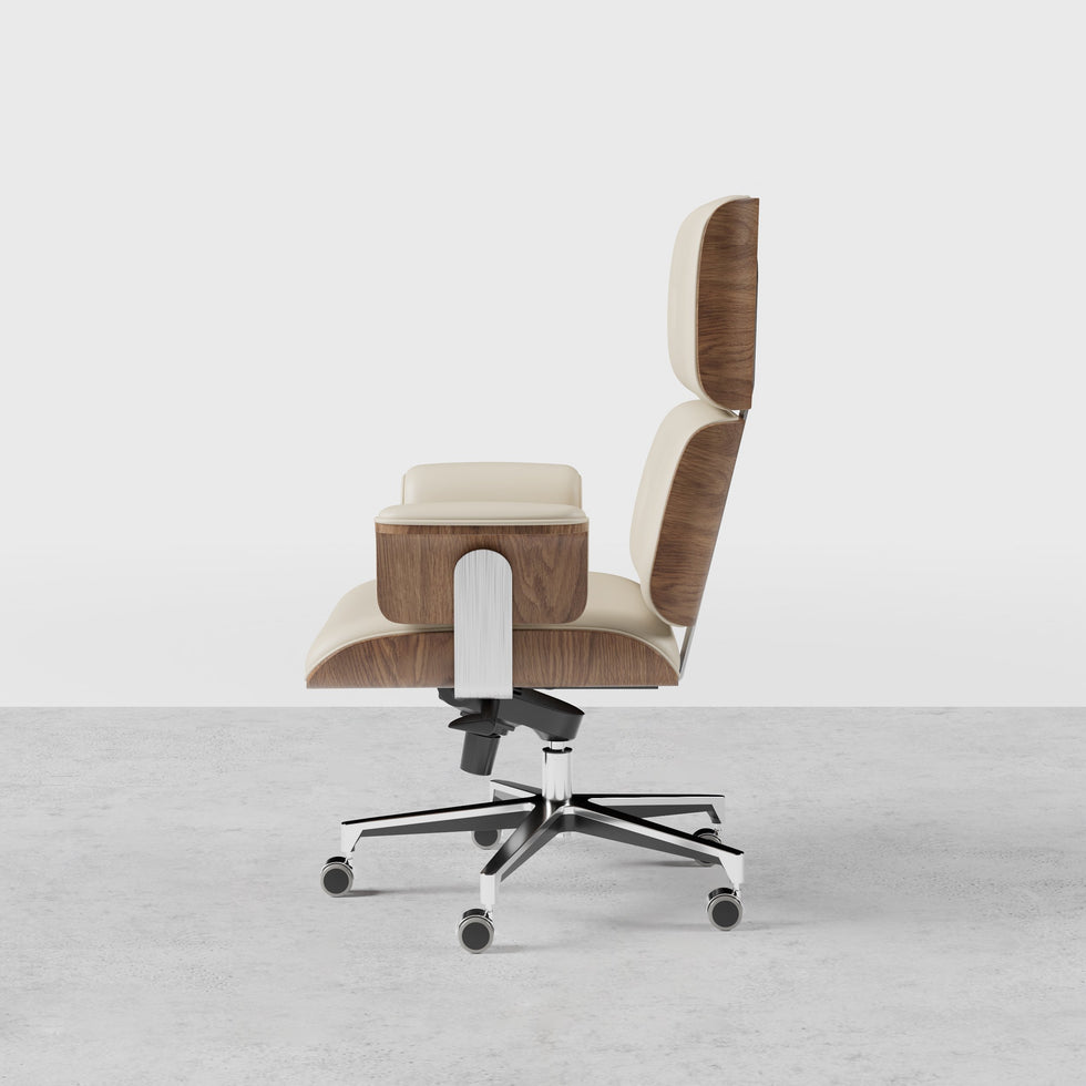 HMR - Modern Home Office Chair Swivel Upholstered Wooden Office Chair Adjustable Height
