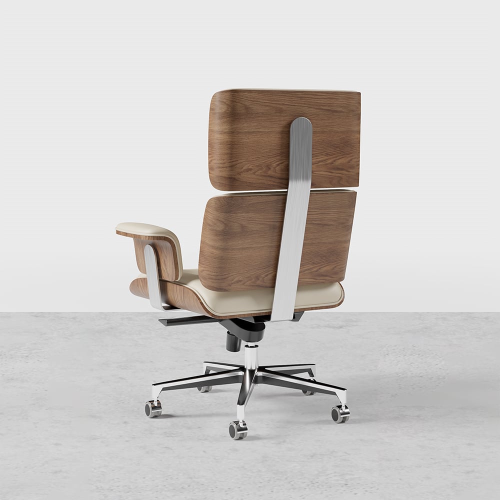HMR - Modern Home Office Chair Swivel Upholstered Wooden Office Chair Adjustable Height