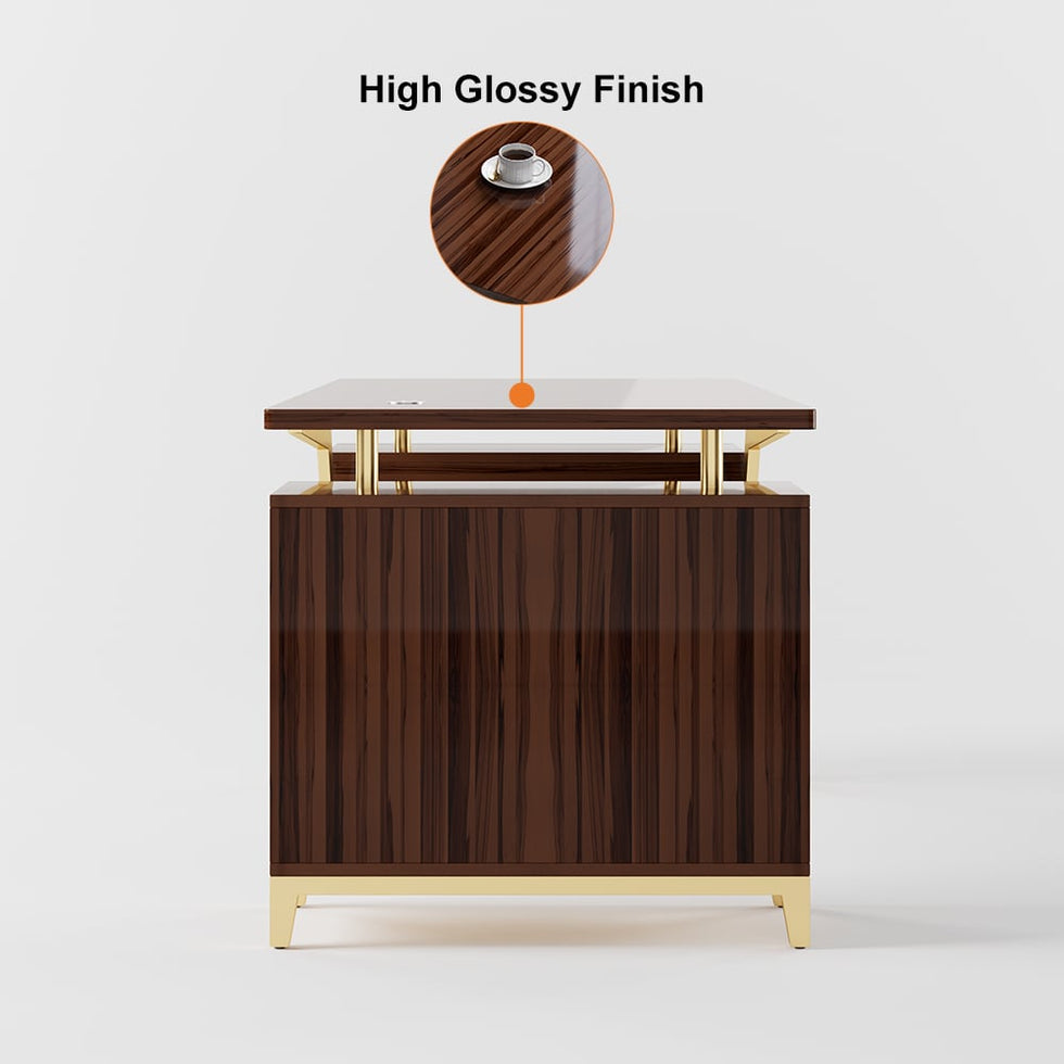 HMR - Hungled 55" Modern Office Executive Desk with Storage File Cabinet