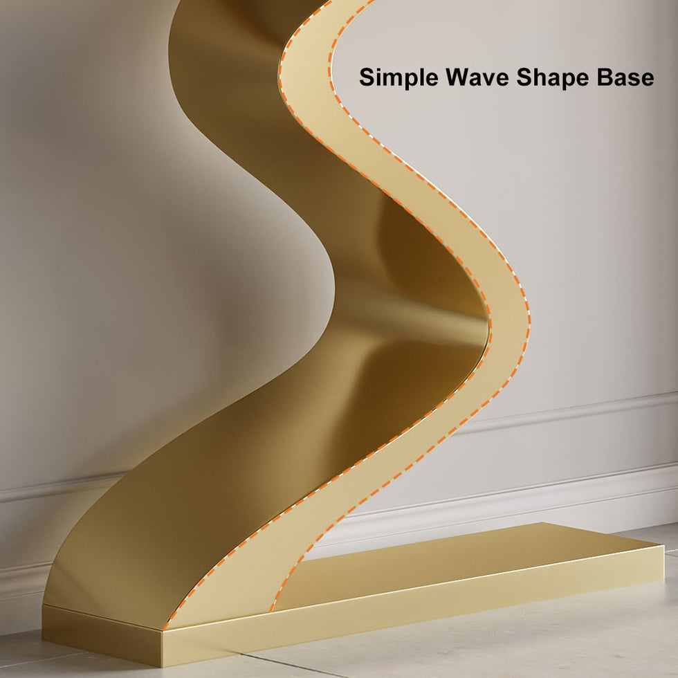 HMR - Modern 39.4" Curved Console Table with Sintered Stone Top Half Moon Shape