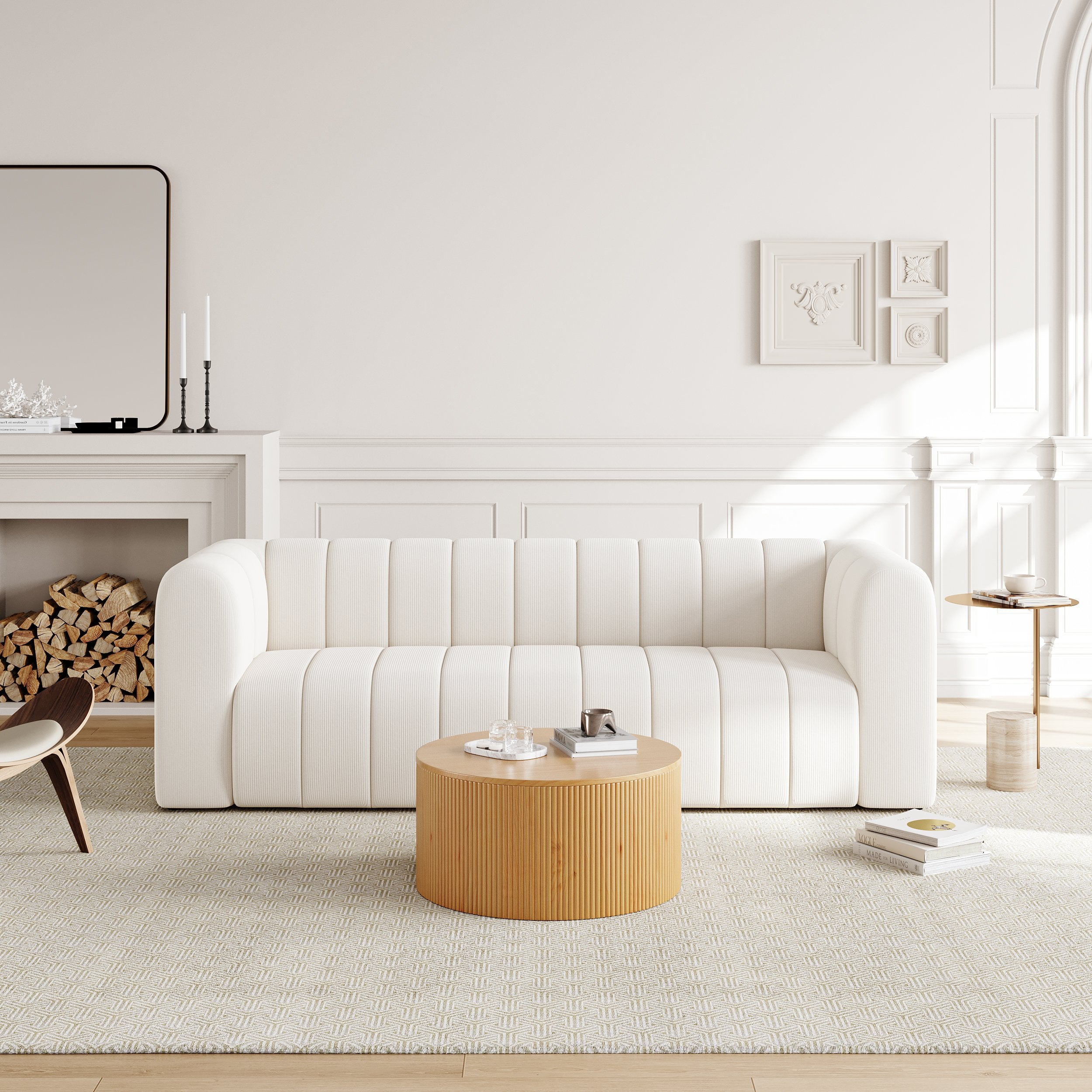 HMR - Modern 3-Seater Sofa with Corduroy Upholstered
