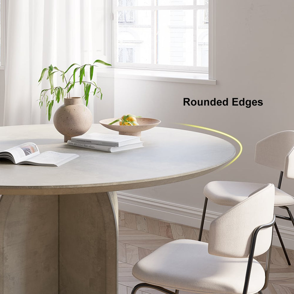 HMR - Dining Set Modern Round Wood Dining Table