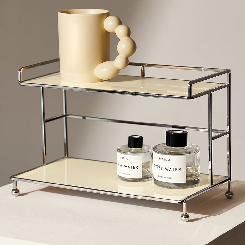 HMR - Modern 2-Tier Acrylic Storage Shelf Storage Rack with Open Storage