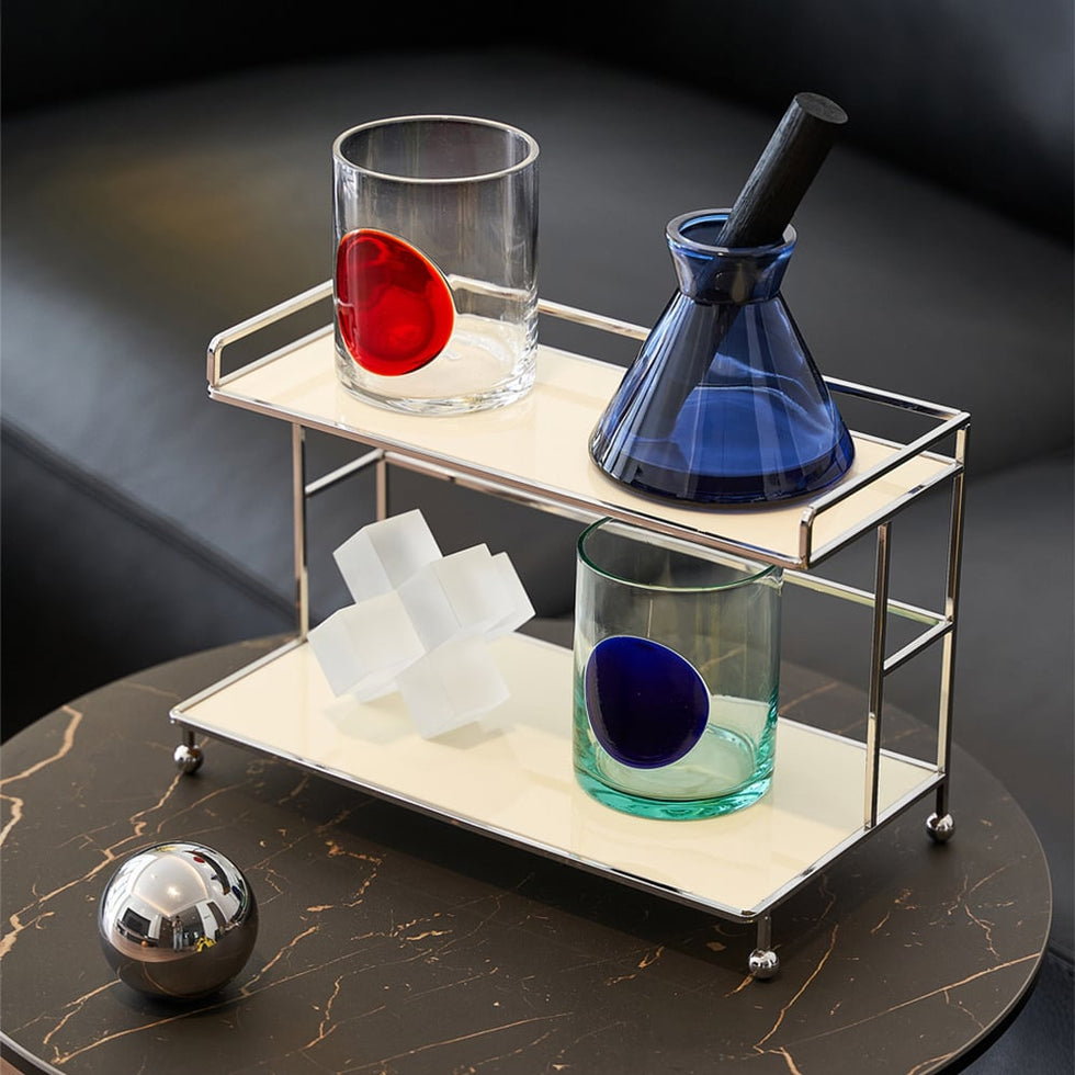 HMR - Modern 2-Tier Acrylic Storage Shelf Storage Rack with Open Storage