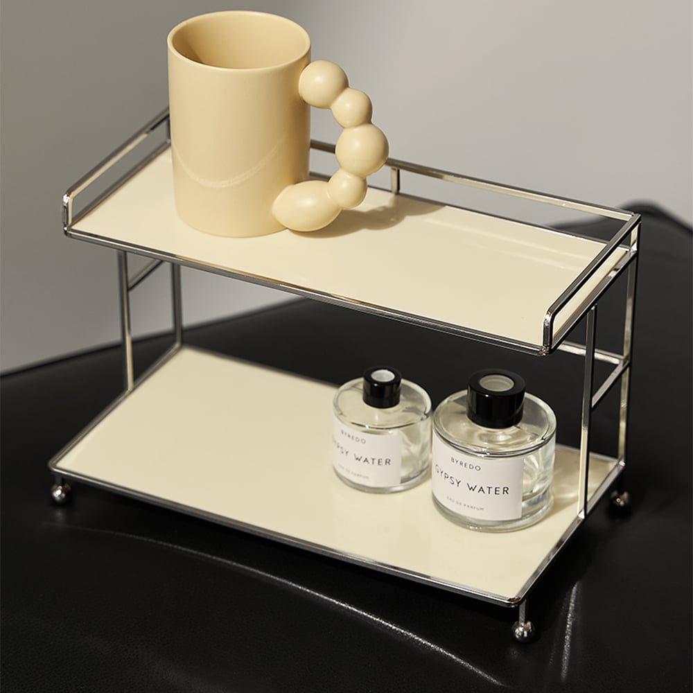 HMR - Modern 2-Tier Acrylic Storage Shelf Storage Rack with Open Storage