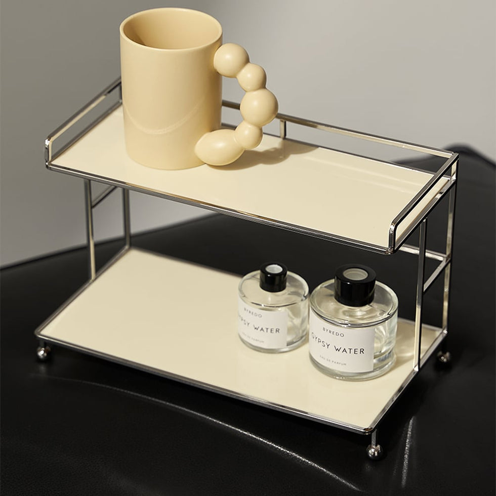 HMR - Modern 2-Tier Acrylic Storage Shelf Storage Rack with Open Storage
