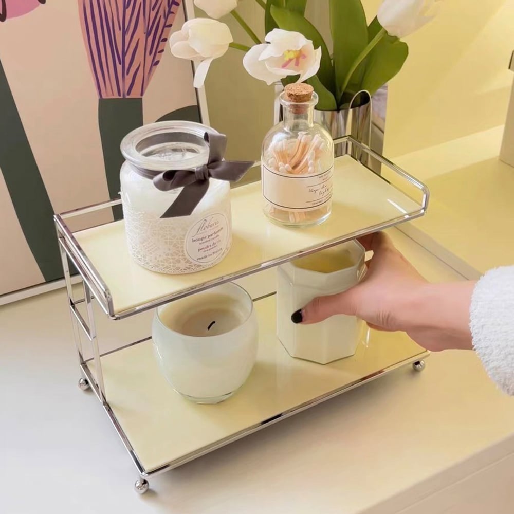 HMR - Modern 2-Tier Acrylic Storage Shelf Storage Rack with Open Storage