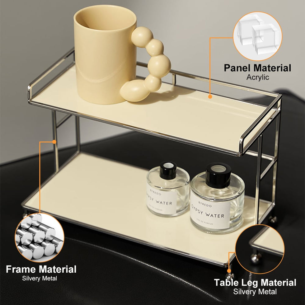 HMR - Modern 2-Tier Acrylic Storage Shelf Storage Rack with Open Storage