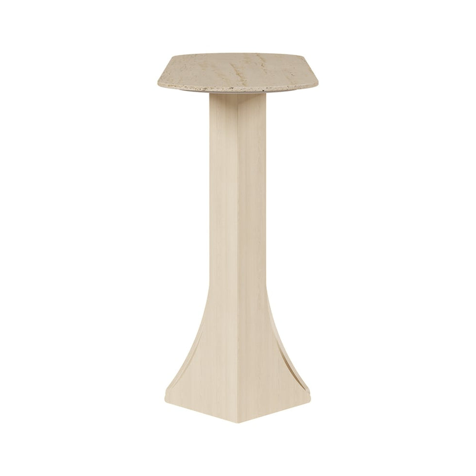 HMR - 39.4" Oval Travertine Stone Console Table Modern Entryway Table with Abstract Base