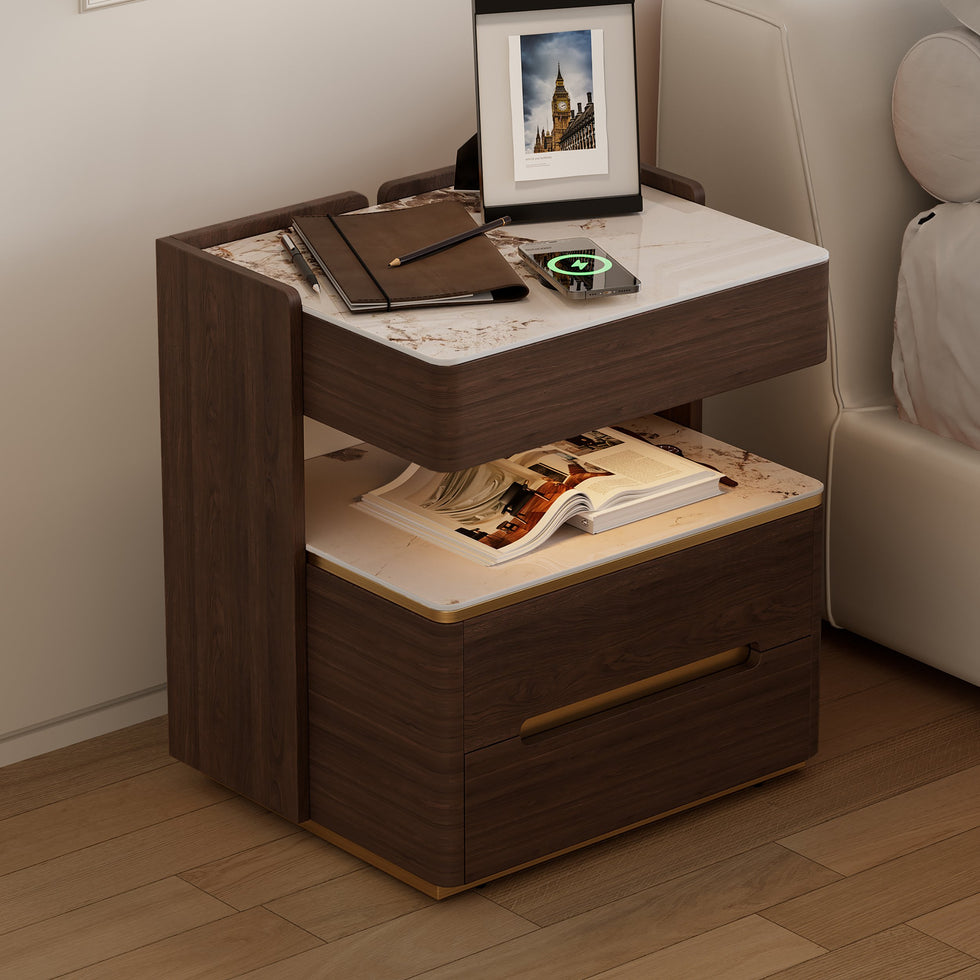 HMR - Vailora Smart Nightstand with Wireless Charger Sensor Light Bluetooth Speakers