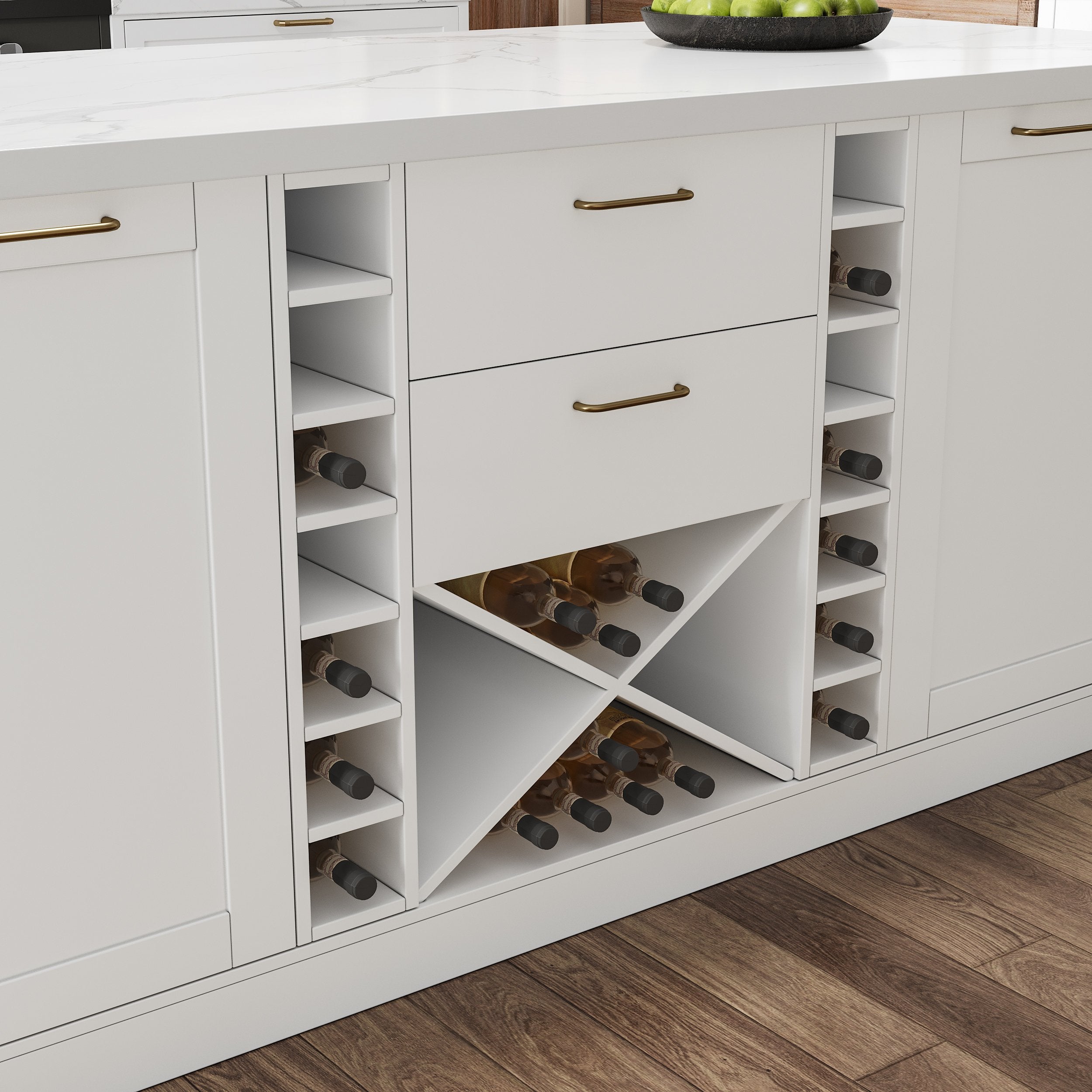 HMR - 72'' Modern Kitchen lsland with Wine Storage