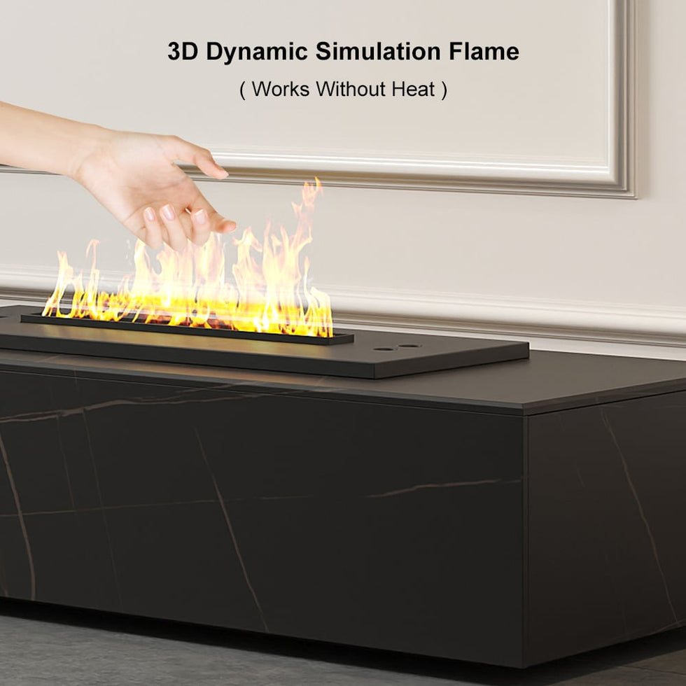 HMR - Sintered Stone Electric Fireplace Humidifier TV Stand & 39" Coffee Table Set