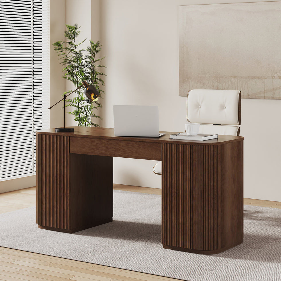 HMR - Modern Standing Writing Desk with 2 Doors & Ample Storage Office Desk