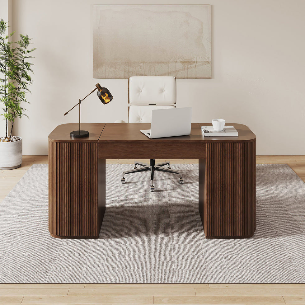 HMR - Modern Standing Writing Desk with 2 Doors & Ample Storage Office Desk