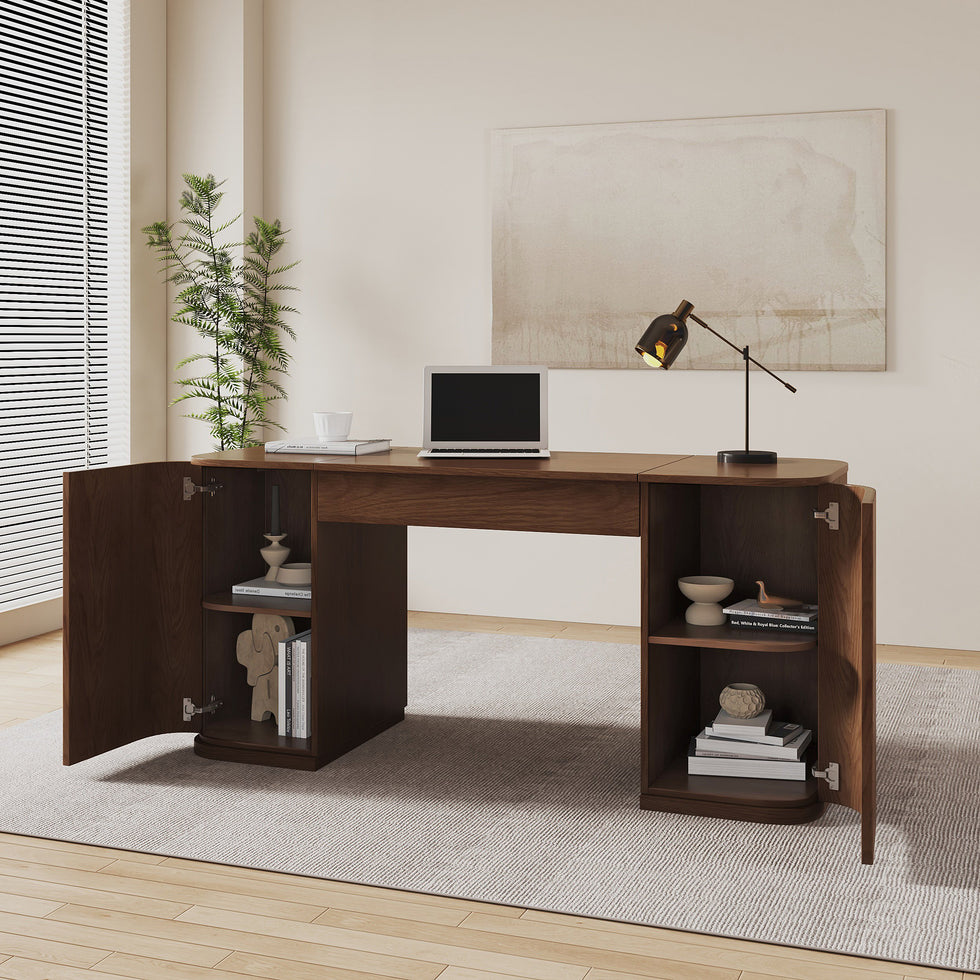 HMR - Modern Standing Writing Desk with 2 Doors & Ample Storage Office Desk