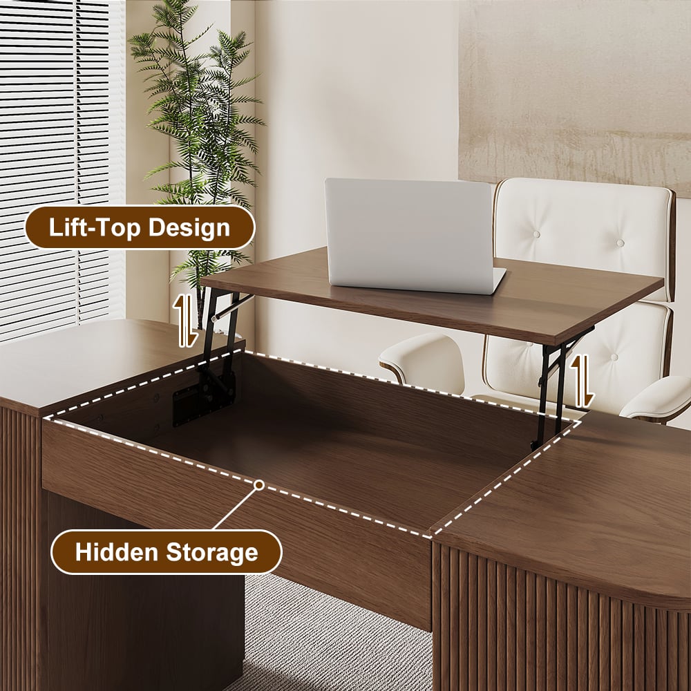 HMR - Modern Standing Writing Desk with 2 Doors & Ample Storage Office Desk