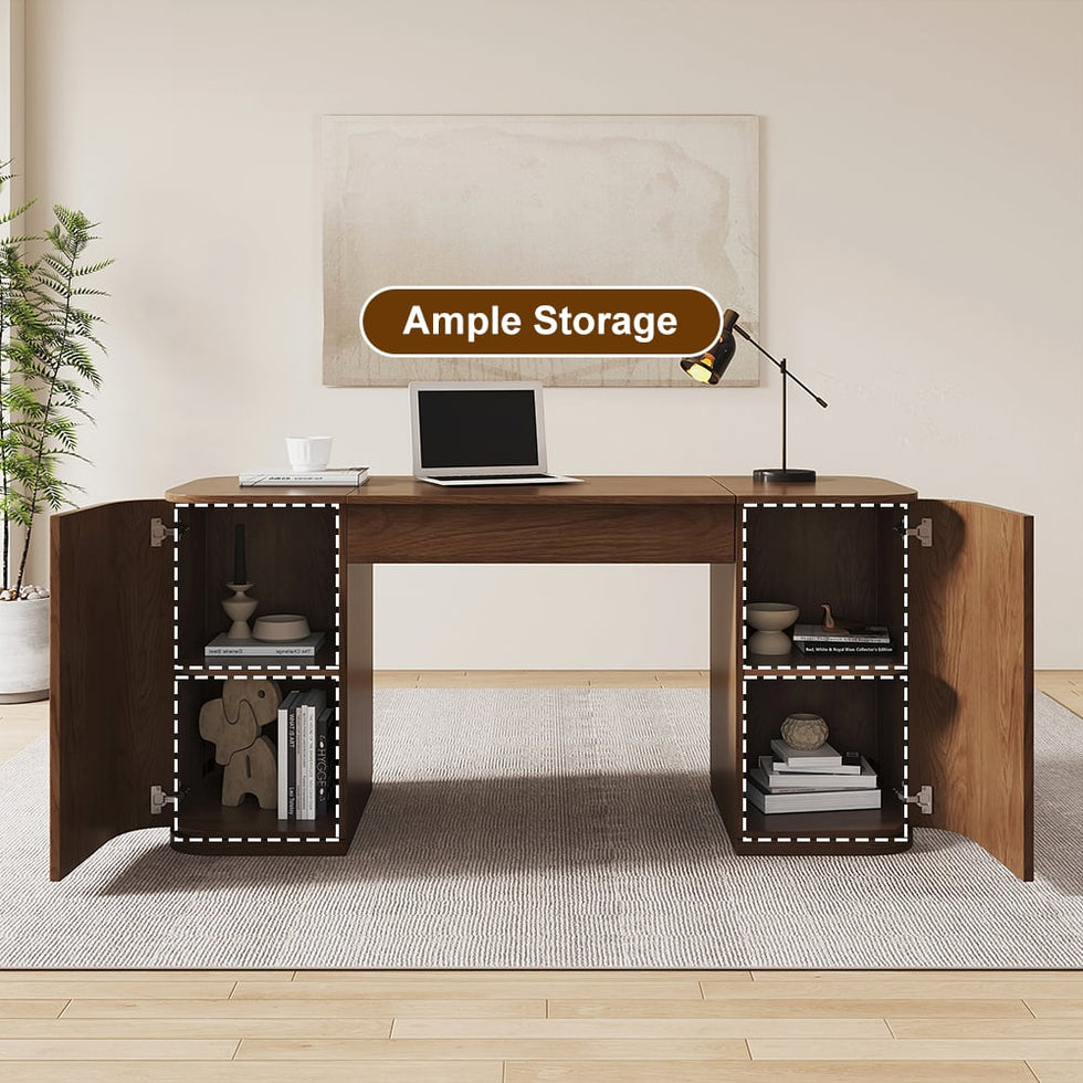HMR - Modern Standing Writing Desk with 2 Doors & Ample Storage Office Desk