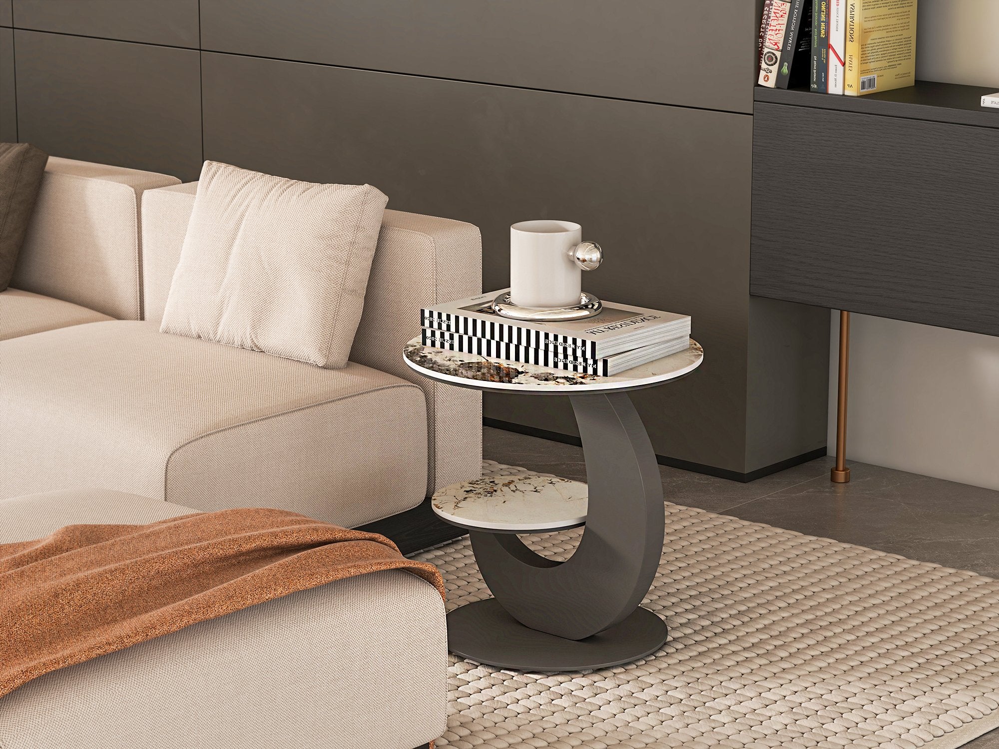 HMR - 146.9" L-Shaped Sectional Corner Modern Modular Sofa in Beige with Pillows & Black Legs