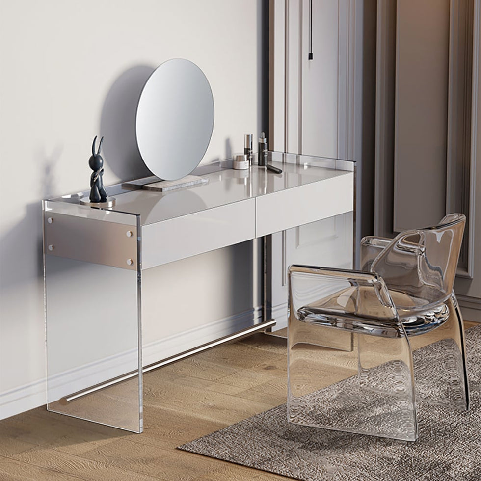 HMR - Modern Floating Acrylic Makeup Vanity Vanity Desk with Drawers