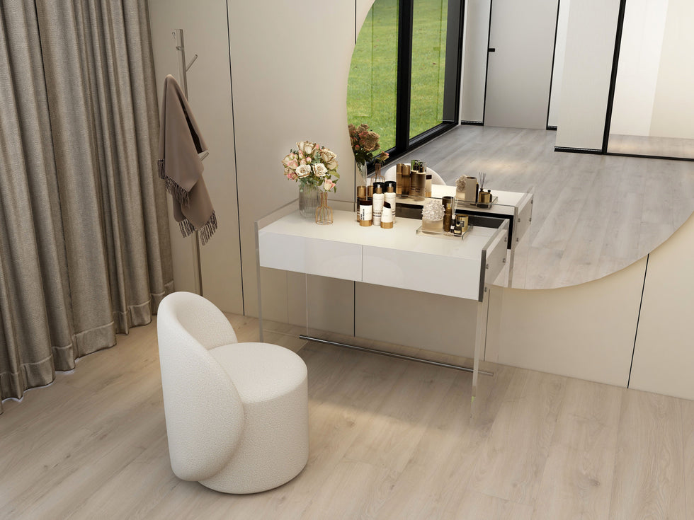 HMR - Modern Floating Acrylic Makeup Vanity Vanity Desk with Drawers