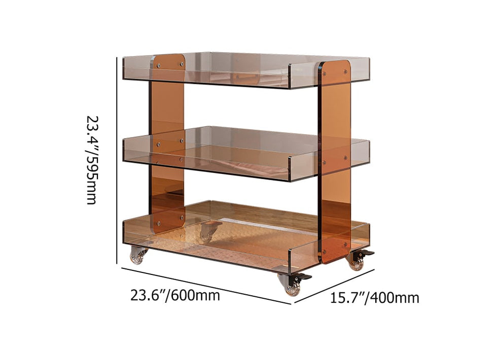 HMR - 23.6" Modern 3-Tier Acrylic Bar Cart