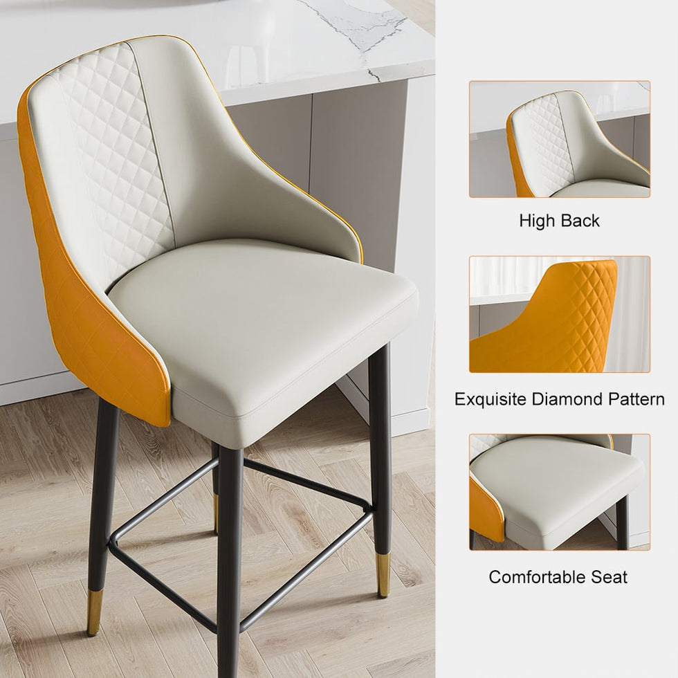 HMR - Diamic Series Modern Counter Stools with PU Leather Upholstery