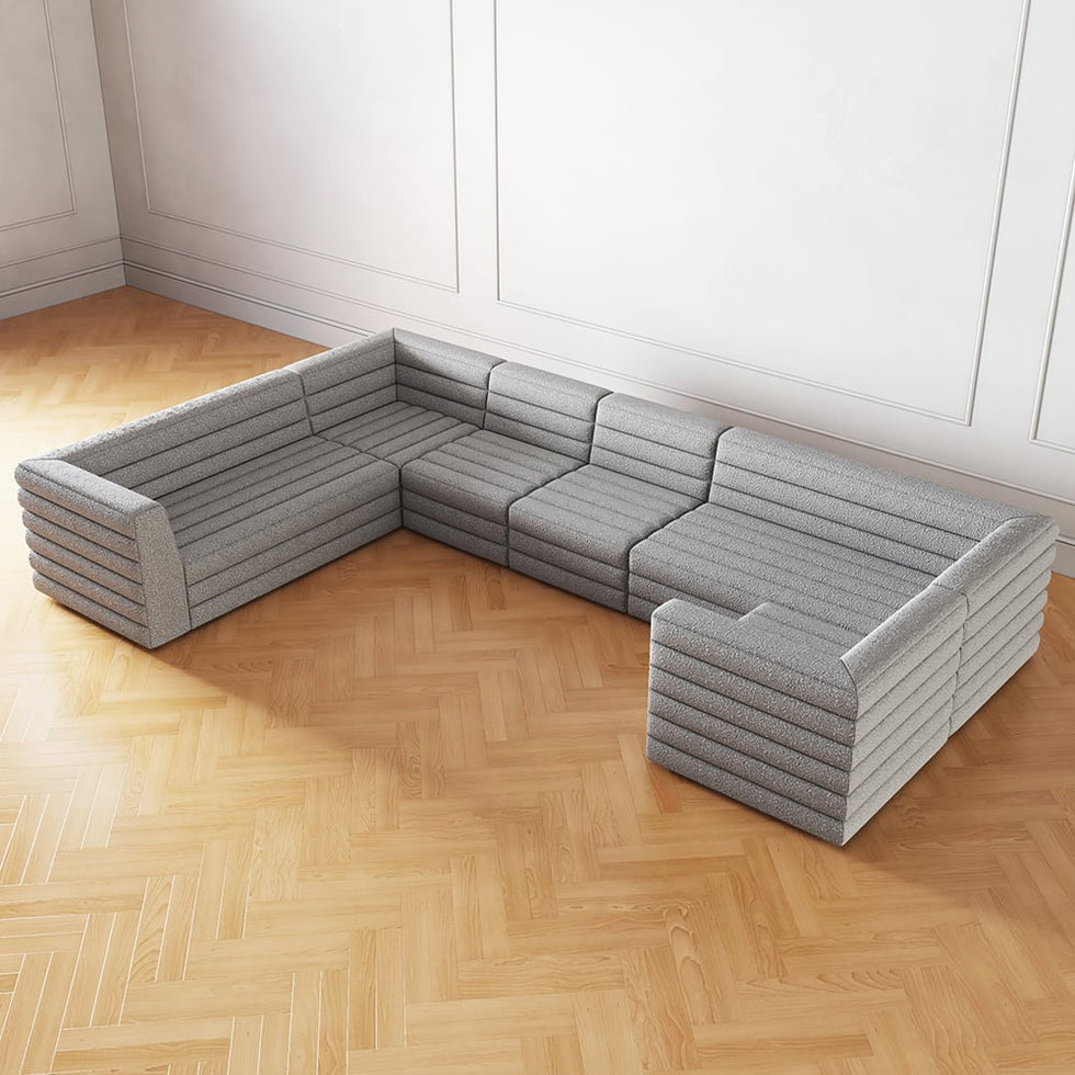 HMR - 126" U-Shaped Modern Modular Sectional Sofa for 8 Seaters