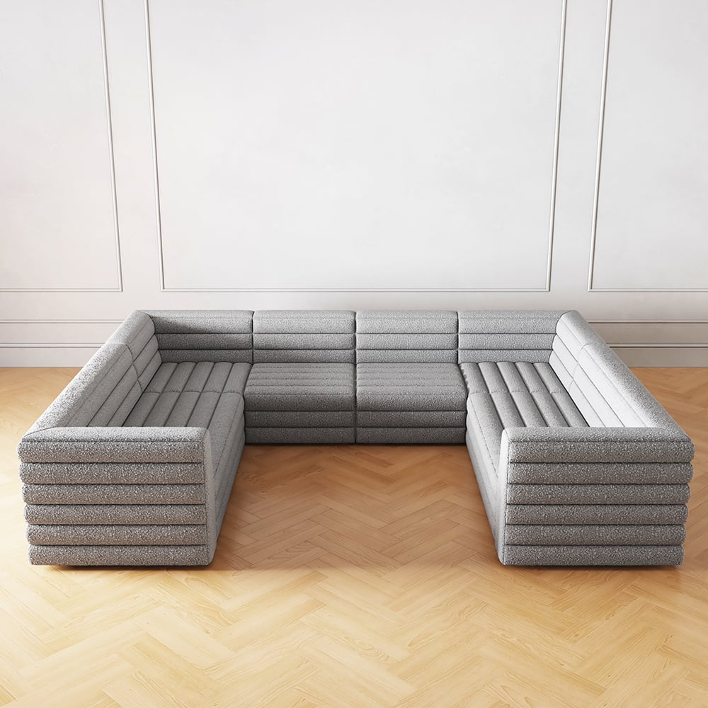 HMR - 126" U-Shaped Modern Modular Sectional Sofa for 8 Seaters