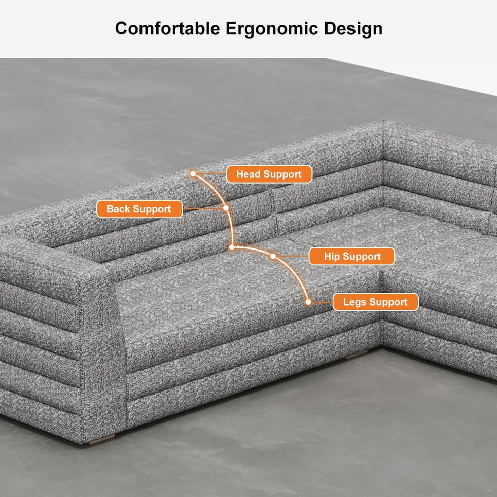HMR - 126" U-Shaped Modern Modular Sectional Sofa for 8 Seaters