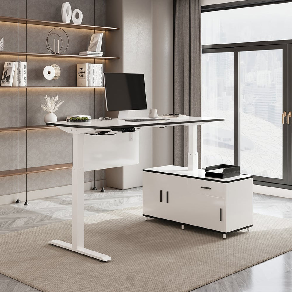 HMR - Modern L Shaped Adjustable Electric Standing Executive Desk