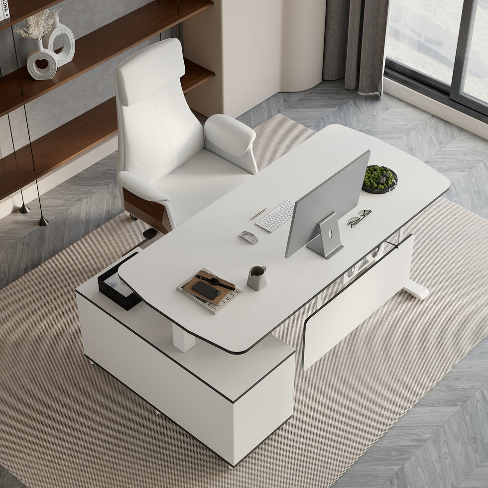 HMR - Modern L Shaped Adjustable Electric Standing Executive Desk