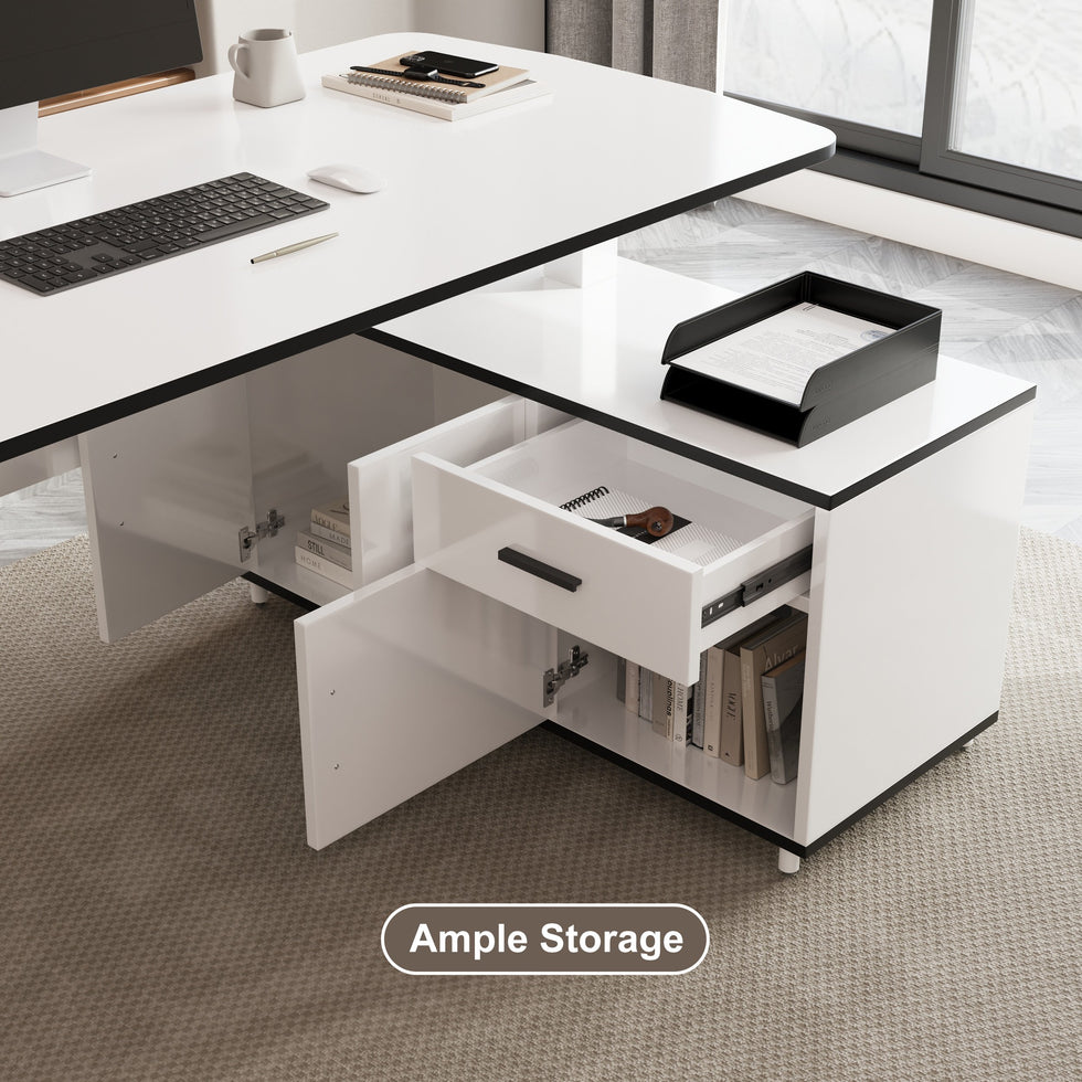 HMR - Modern L Shaped Adjustable Electric Standing Executive Desk