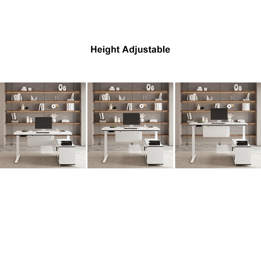 HMR - Modern L Shaped Adjustable Electric Standing Executive Desk