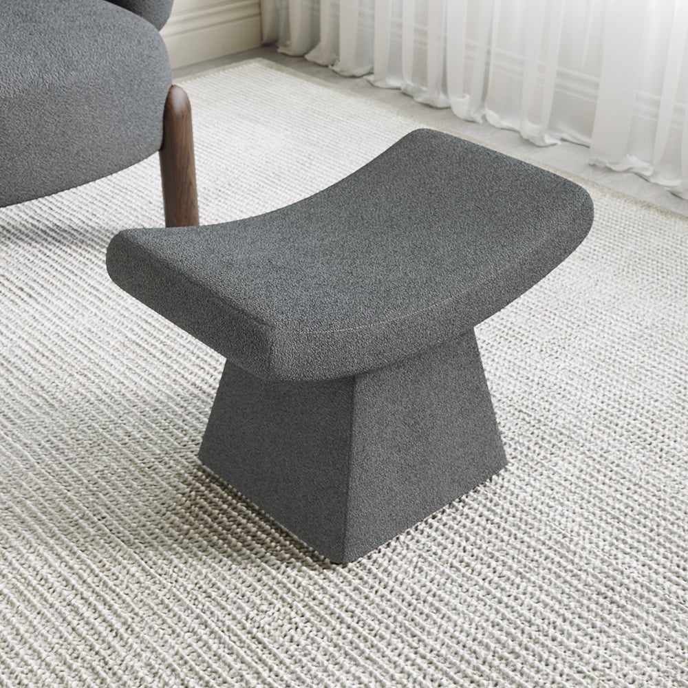 HMR - Boucle Ottoman Unique Design Accent Chair