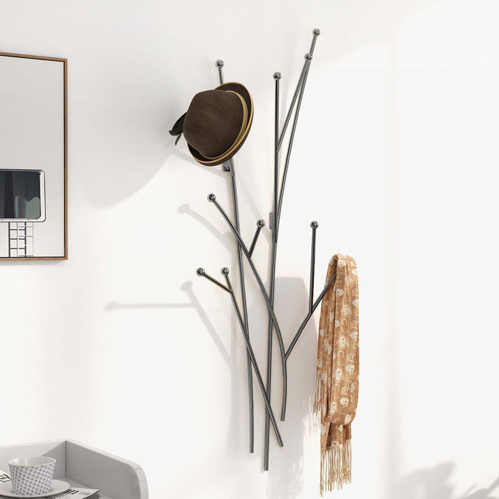 HMR - Modern 11-Hook Wall Mounted Coat Rack with Tree Branch Shape