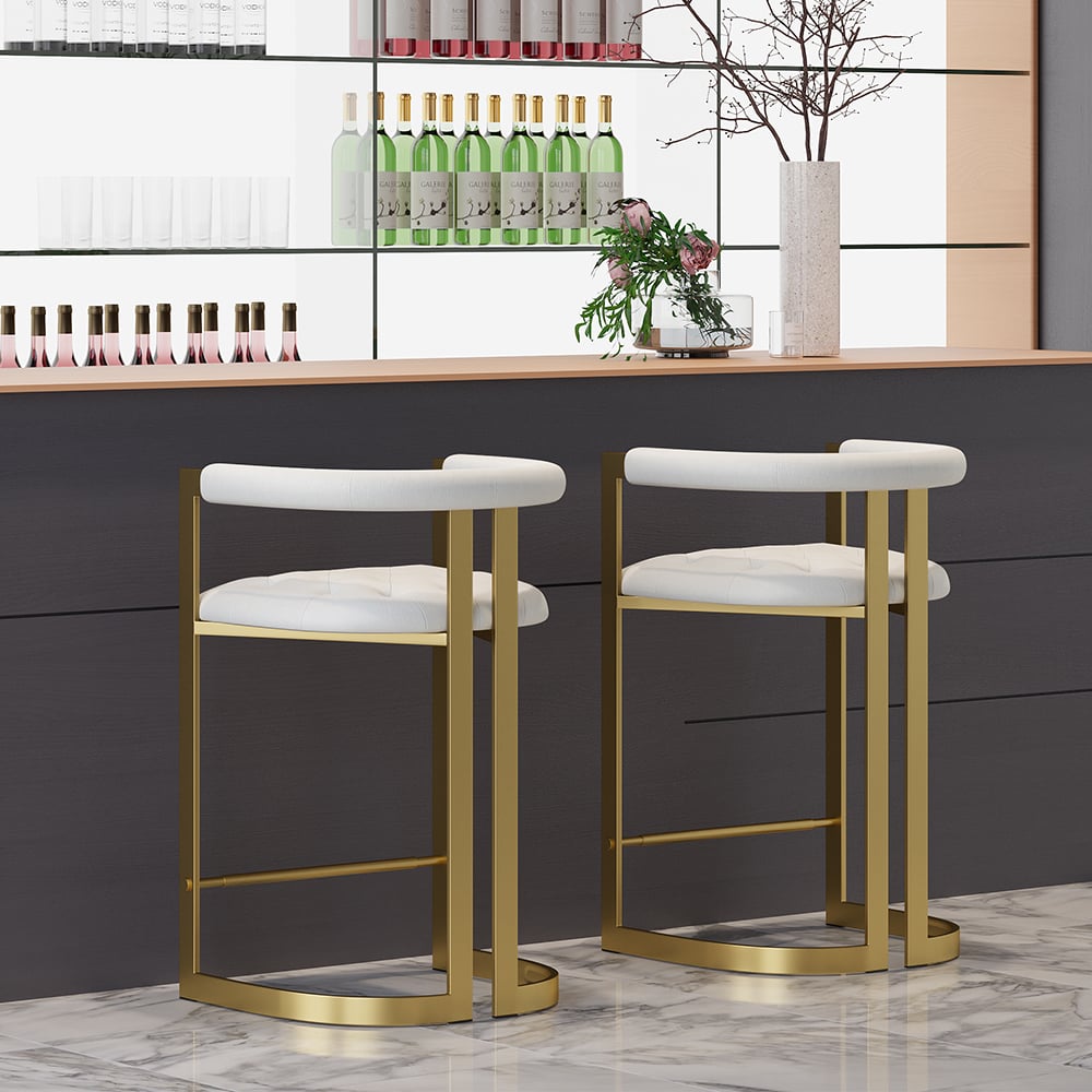 HMR - Modern Leath-Aire Counter Stools with Upholstery