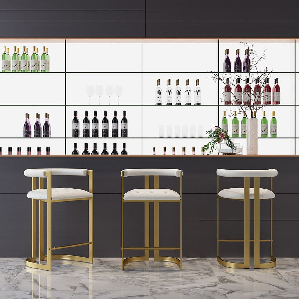 HMR - Modern Leath-Aire Counter Stools with Upholstery