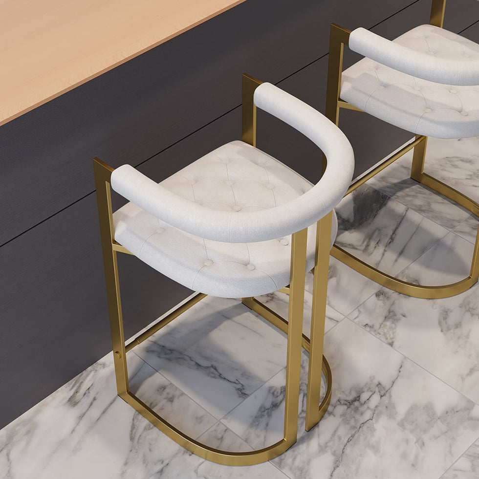 HMR - Modern Leath-Aire Counter Stools with Upholstery