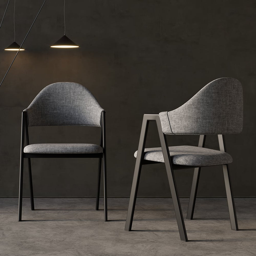 HMR - Modern Dining Chairs with Linen Upholstery