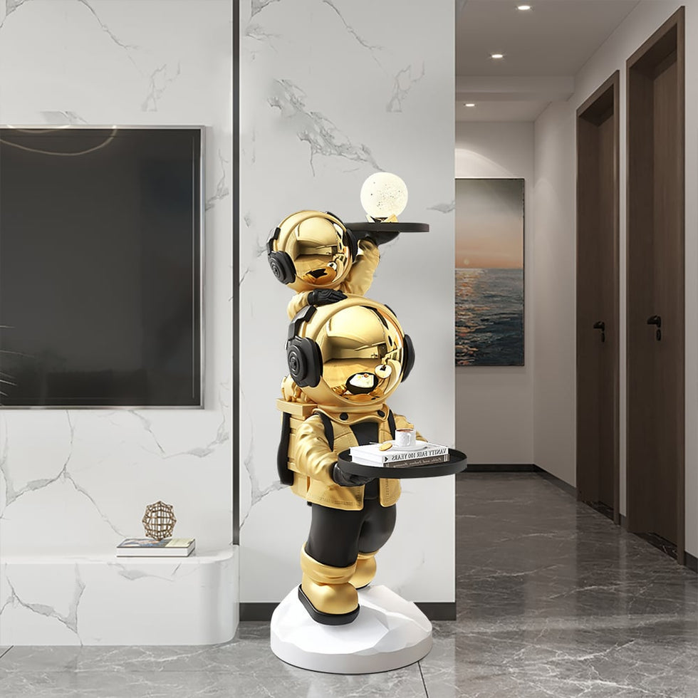 HMR - Astronaut Resin Figurine Side Table with Tray Top