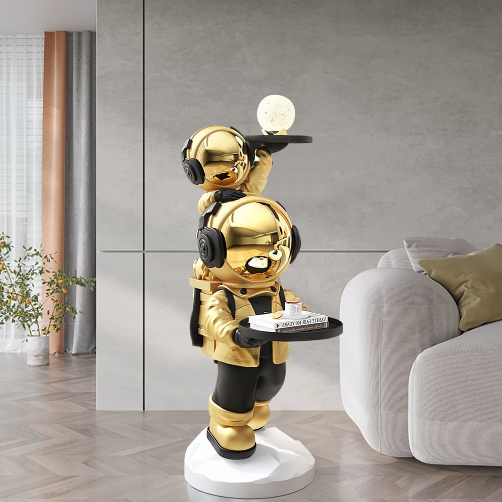 HMR - Astronaut Resin Figurine Side Table with Tray Top