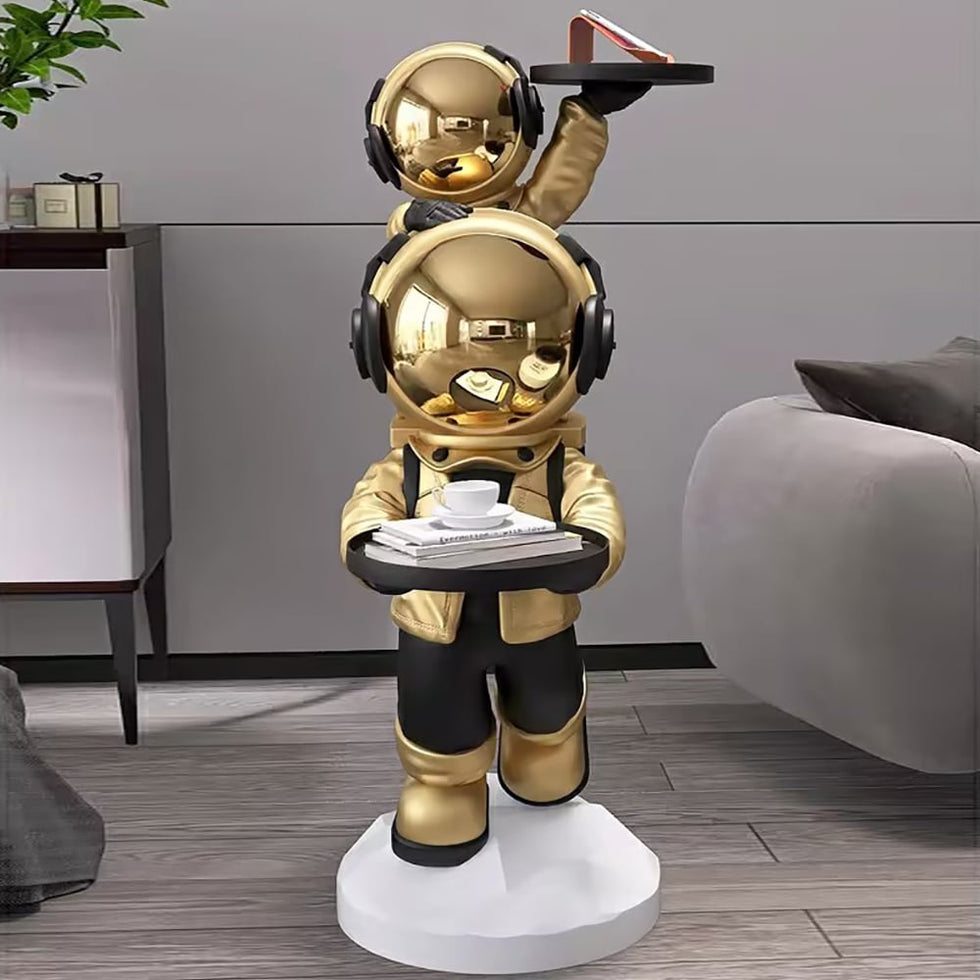 HMR - Astronaut Resin Figurine Side Table with Tray Top