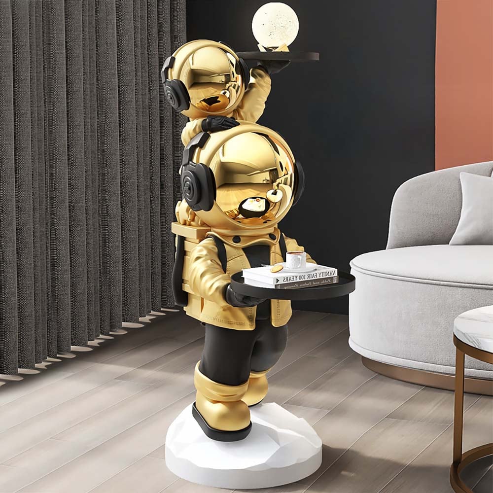 HMR - Astronaut Resin Figurine Side Table with Tray Top