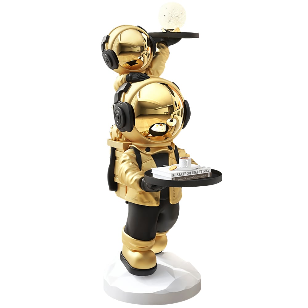 HMR - Astronaut Resin Figurine Side Table with Tray Top